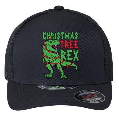 Christmas Tree Rex T-Rex Flexfit Unipanel Trucker Cap