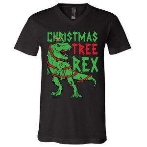 Christmas Tree Rex T-Rex V-Neck T-Shirt