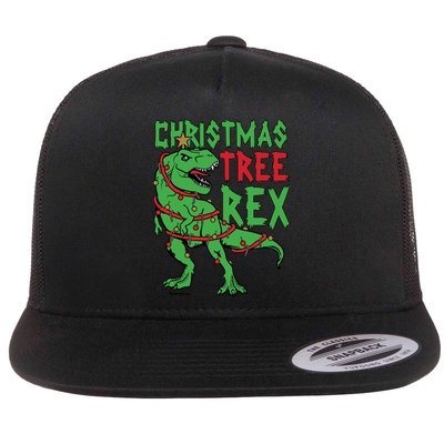 Christmas Tree Rex T-Rex Flat Bill Trucker Hat