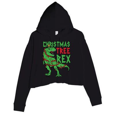 Christmas Tree Rex T-Rex Crop Fleece Hoodie