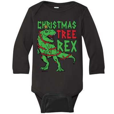 Christmas Tree Rex T-Rex Baby Long Sleeve Bodysuit