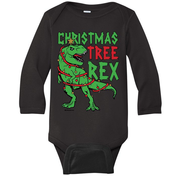 Christmas Tree Rex T-Rex Baby Long Sleeve Bodysuit