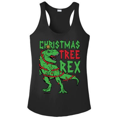 Christmas Tree Rex T-Rex Ladies PosiCharge Competitor Racerback Tank