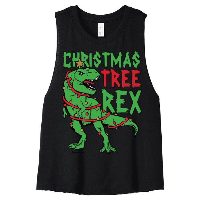 Christmas Tree Rex T-Rex Women's Racerback Cropped Tank