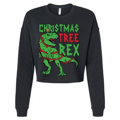 Christmas Tree Rex T-Rex Cropped Pullover Crew