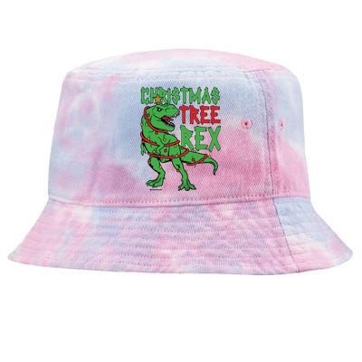 Christmas Tree Rex T-Rex Tie-Dyed Bucket Hat