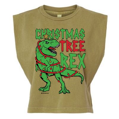 Christmas Tree Rex T-Rex Garment-Dyed Women's Muscle Tee