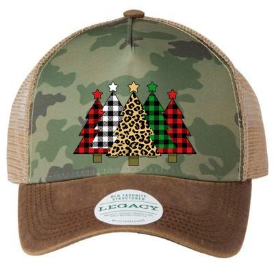Christmas Trees Buffalo Plaid & Leopard Design Legacy Tie Dye Trucker Hat