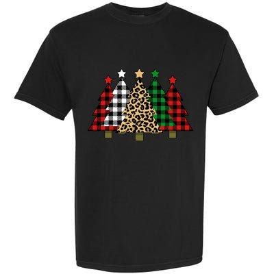 Christmas Trees Buffalo Plaid & Leopard Design Garment-Dyed Heavyweight T-Shirt