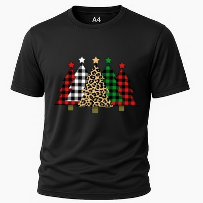 Christmas Trees Buffalo Plaid & Leopard Design Performance Shirt