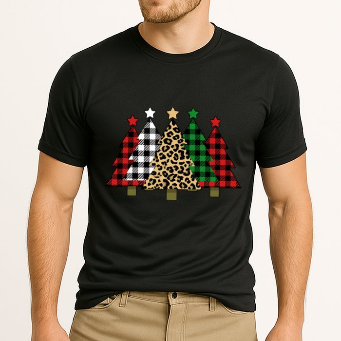 Christmas Trees Buffalo Plaid & Leopard Design Cooling Performance Crew T-Shirt