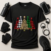 Christmas Trees Buffalo Plaid & Leopard Design Cooling Performance Crew T-Shirt