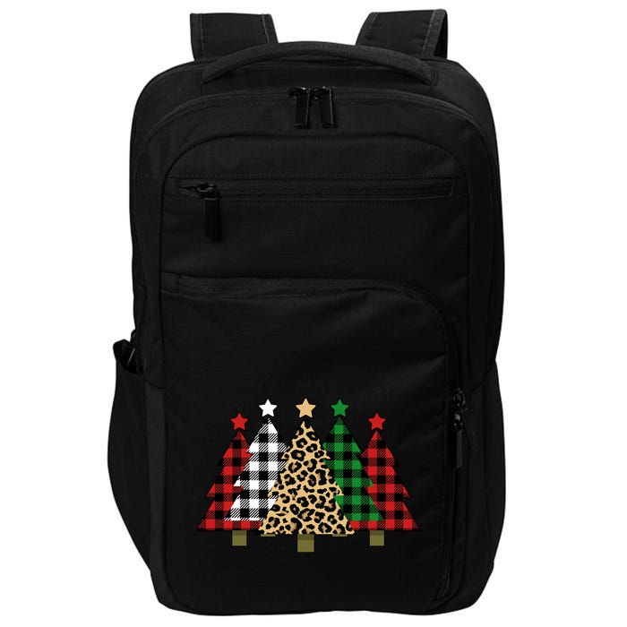 Christmas Trees Buffalo Plaid & Leopard Design Impact Tech Backpack