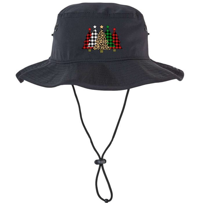 Christmas Trees Buffalo Plaid & Leopard Design Bucket Hat