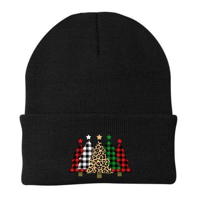 Christmas Trees Buffalo Plaid & Leopard Design Beanie