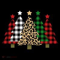 Christmas Trees Buffalo Plaid & Leopard Design Drawstring Bag