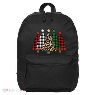 Christmas Trees Buffalo Plaid & Leopard Design 16 in Basic Backpack