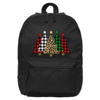 Christmas Trees Buffalo Plaid & Leopard Design 16 in Basic Backpack
