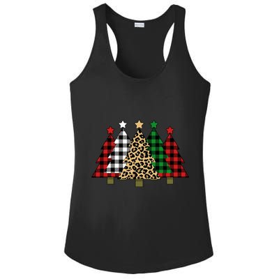 Christmas Trees Buffalo Plaid & Leopard Design Ladies PosiCharge Competitor Racerback Tank