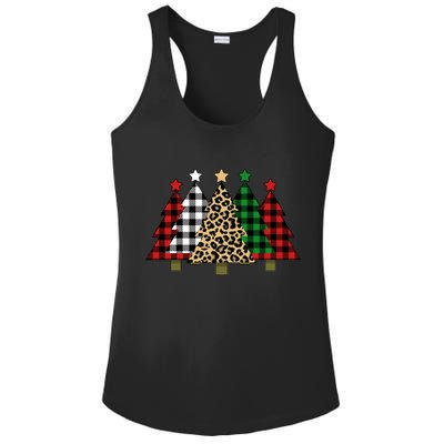 Christmas Trees Buffalo Plaid & Leopard Design Ladies PosiCharge Competitor Racerback Tank