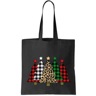 Christmas Trees Buffalo Plaid & Leopard Design Bag