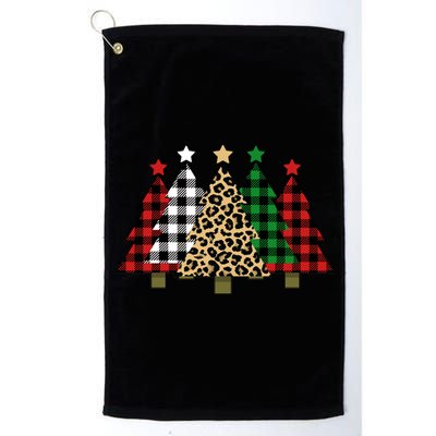 Christmas Trees Buffalo Plaid & Leopard Design Platinum Collection Golf Towel