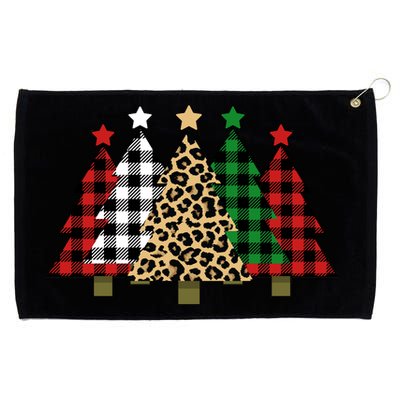 Christmas Trees Buffalo Plaid & Leopard Design Grommeted Golf Towel