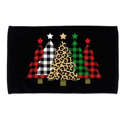 Christmas Trees Buffalo Plaid & Leopard Design Microfiber Hand Towel