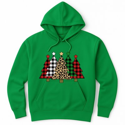 Christmas Trees Buffalo Plaid & Leopard Design Hoodie