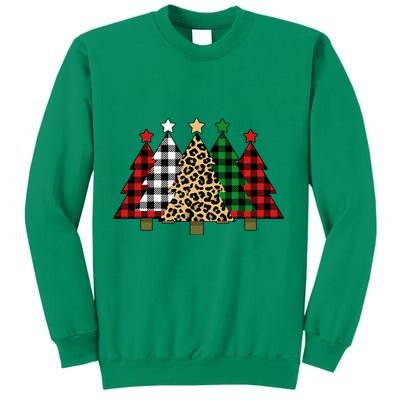 Christmas Trees Buffalo Plaid & Leopard Design Sweatshirt