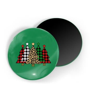 Christmas Trees Buffalo Plaid & Leopard Design Magnet