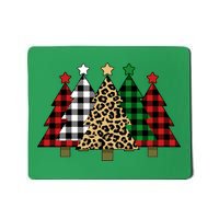 Christmas Trees Buffalo Plaid & Leopard Design Mousepad