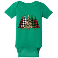 Christmas Trees Buffalo Plaid & Leopard Design Baby Bodysuit