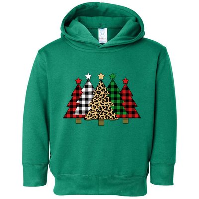 Christmas Trees Buffalo Plaid & Leopard Design Toddler Hoodie