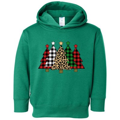 Christmas Trees Buffalo Plaid & Leopard Design Toddler Hoodie