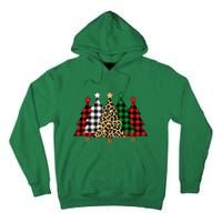 Christmas Trees Buffalo Plaid & Leopard Design Tall Hoodie