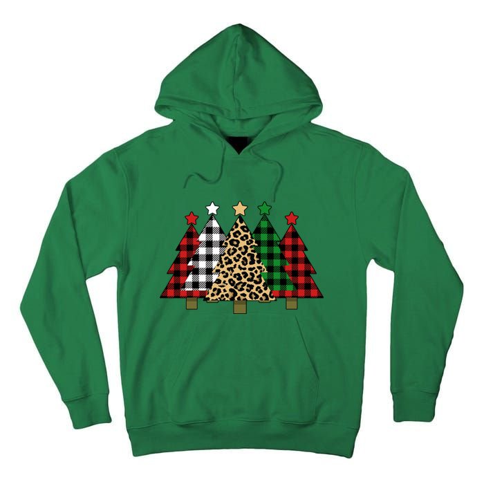 Christmas Trees Buffalo Plaid & Leopard Design Tall Hoodie