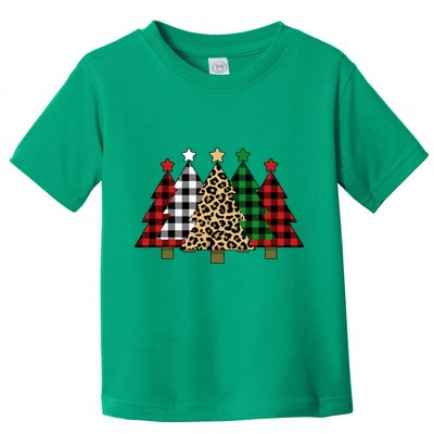 Christmas Trees Buffalo Plaid & Leopard Design Toddler T-Shirt