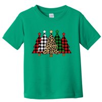 Christmas Trees Buffalo Plaid & Leopard Design Toddler T-Shirt