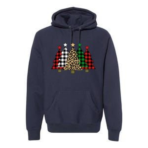 Christmas Trees Buffalo Plaid & Leopard Design Premium Hoodie