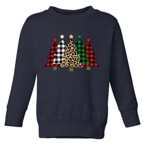 Christmas Trees Buffalo Plaid & Leopard Design Toddler Sweatshirt