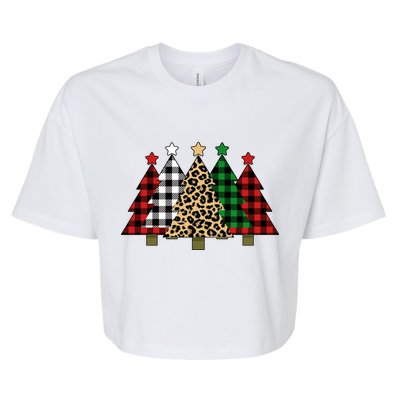 Christmas Trees Buffalo Plaid & Leopard Design Bella+Canvas Jersey Crop Tee