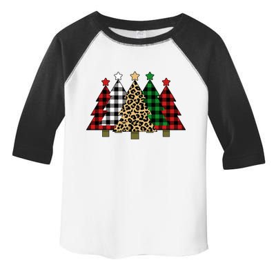 Christmas Trees Buffalo Plaid & Leopard Design Toddler Fine Jersey T-Shirt