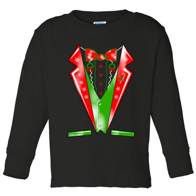 Christmas Tux Tuxedo Toddler Long Sleeve Shirt