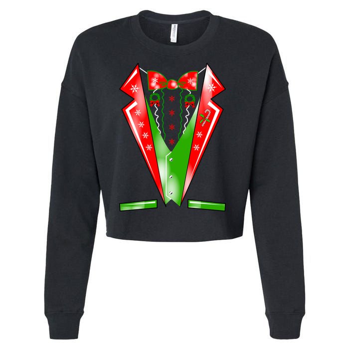 Christmas Tux Tuxedo Cropped Pullover Crew