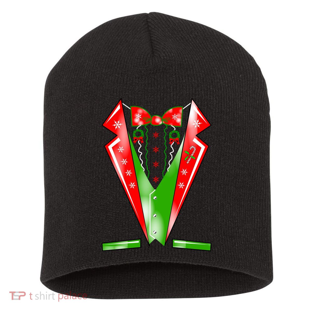 Christmas Tux Tuxedo Short Acrylic Beanie