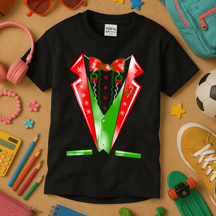 Christmas Tux Tuxedo Kids T-Shirt