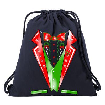 Christmas Tux Tuxedo Drawstring Bag