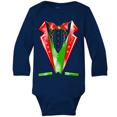 Christmas Tux Tuxedo Baby Long Sleeve Bodysuit