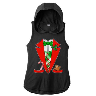 Christmas Tuxedo Costume Top Ladies PosiCharge Tri-Blend Wicking Draft Hoodie Tank